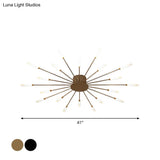 Contemporary Black/Gold Ceiling Light Fixture With Acrylic Led For Bedroom - Semi Flush Mounted