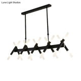 Contemporary Black/Gold Island Pendant Light With Cross Iron Shade - Perfect For Living Room