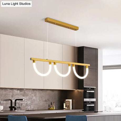 Contemporary Black/Gold Kitchen Island Lamp - Acrylic Semicircle Design (3 Lights)