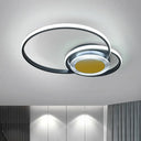 Contemporary Black/Gold Led Metallic Ceiling Flush Mount - Bedroom Lighting 14’/18’ Width Black