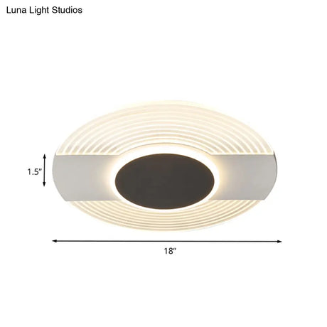 Contemporary Black Led Ceiling Flush Mount Light For Bedroom - Warm/White 9’/12’/18’ Wide