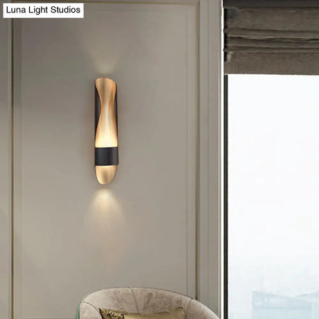 Contemporary Black Led Metal Wall Sconce With Twisted Tube Design