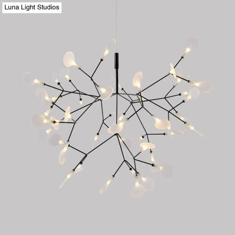 Contemporary Black/Rose Gold Branching Ceiling Fixture With Acrylic Chandelier (30/45 Lights)