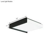Contemporary Black Square Flush Light With Acrylic Shade - Led Bedroom Ceiling Fixture