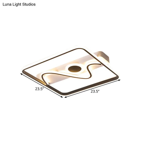 Contemporary Black Square Frame Led Flush Mount Ceiling Light - 16’/19.5’/23.5’ Warm/White
