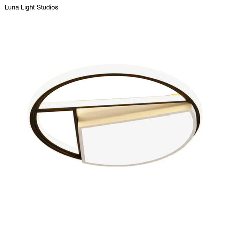 Contemporary Black & White Led Geometric Ceiling Lamp - 16’/19.5’ Wide