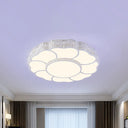 Contemporary Blossom Led Flush Light With Faceted Crystals - 23.5’/19.5’ Wide White / 19.5’