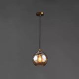 Contemporary Blown Glass Sphere Pendant Lights For Bedrooms Amber / Round