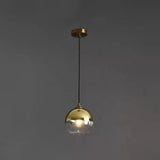 Contemporary Blown Glass Sphere Pendant Lights For Bedrooms Gold / Round