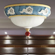 Contemporary Blue Dome Resin Flush Mount Lamp - 3 Head Ceiling Light For Bedroom