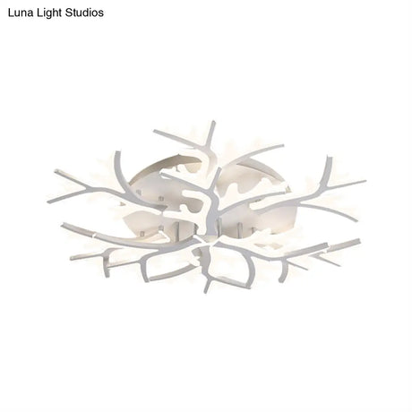 Contemporary Branch Acrylic Flush Light - White Ceiling Mount Fixture With Warm/White/Natural 3/5/9