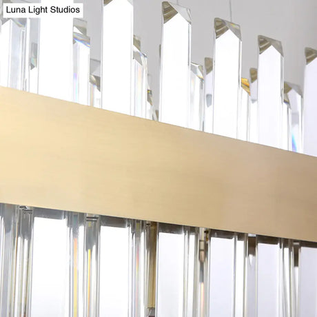 Contemporary Brass Drum Chandelier With Crystal Facets - 5-Light Ceiling Pendant