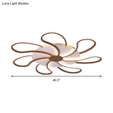Contemporary Brown Acrylic Flush Light Fixture - Flower Design 5/6/7 Heads Ceiling Mounted