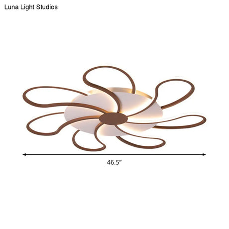Contemporary Brown Acrylic Flush Light Fixture - Flower Design 5/6/7 Heads Ceiling Mounted