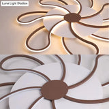 Contemporary Brown Acrylic Flush Light Fixture - Flower Design 5/6/7 Heads Ceiling Mounted