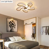 Contemporary Brown Acrylic Flush Light Fixture - Flower Design 5/6/7 Heads Ceiling Mounted
