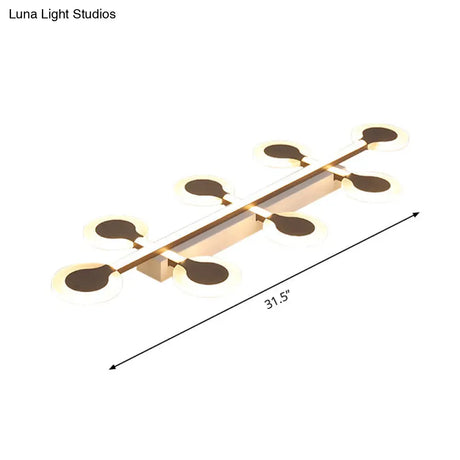 Contemporary Brown Acrylic Flush Mount Ceiling Lamp With Warm/White Light - 8/10/12 Bulbs