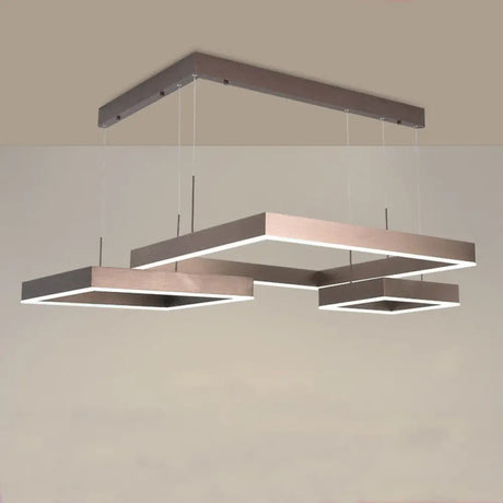 Contemporary Brown Aluminum Suspension Light: Led Hanging Chandelier In Warm/White Light Small/Large