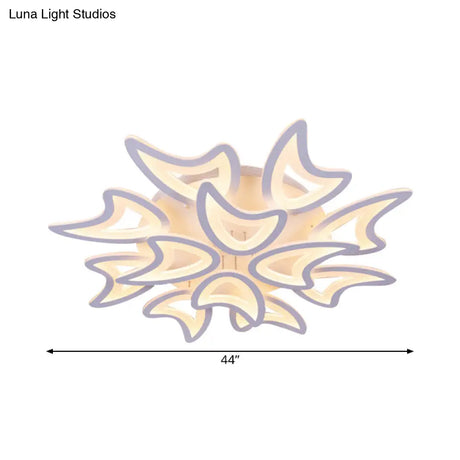 Contemporary Ceiling Lamp With Led Leaves Acrylic Shade And Multiple Light Options