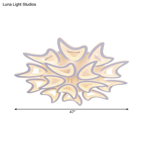 Contemporary Ceiling Lamp With Led Leaves Acrylic Shade And Multiple Light Options