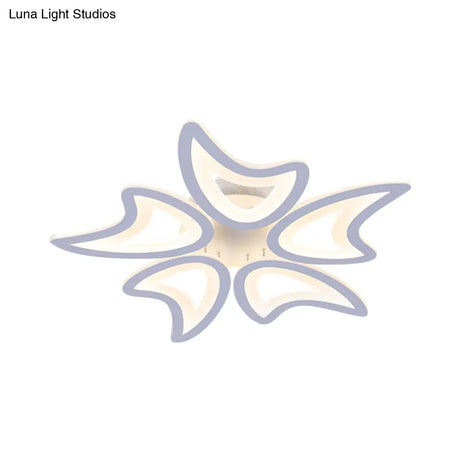 Contemporary Ceiling Lamp With Led Leaves Acrylic Shade And Multiple Light Options