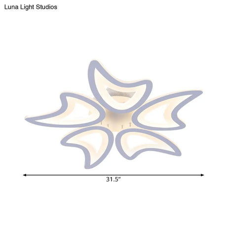 Contemporary Ceiling Lamp With Led Leaves Acrylic Shade And Multiple Light Options