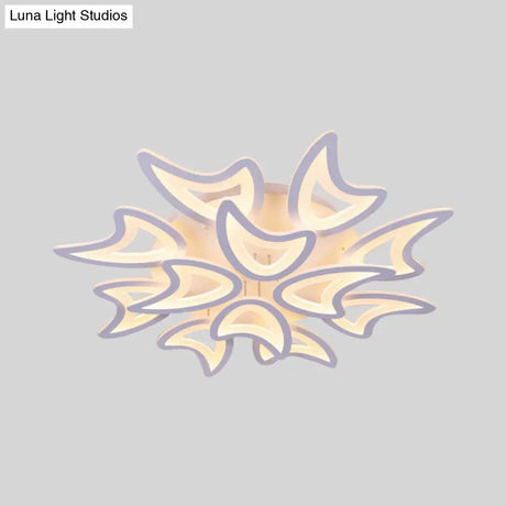 Contemporary Ceiling Lamp With Led Leaves Acrylic Shade And Multiple Light Options