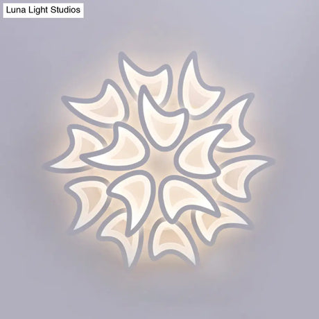 Contemporary Ceiling Lamp With Led Leaves Acrylic Shade And Multiple Light Options