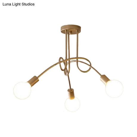 Contemporary Ceiling Light Fixture For Living Room - Spacious Semi Flush Mount With Stylish Metal