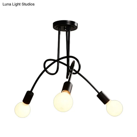 Contemporary Ceiling Light Fixture For Living Room - Spacious Semi Flush Mount With Stylish Metal