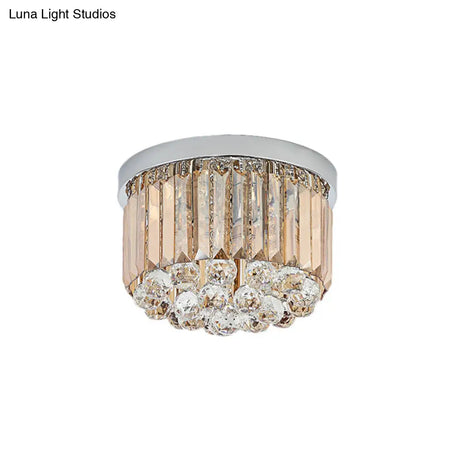 Contemporary Chrome Flush Mount Ceiling Light With Rectangular-Cut Design Available In 2/4/6 Lights