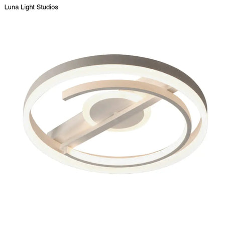 Contemporary Circle Acrylic Ceiling Mounted Led Flush Light - 16’/19.5’ Wide Black/White