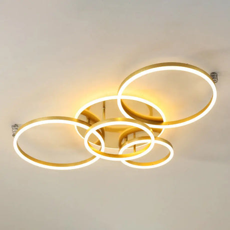 Contemporary Circle Flush Mount Ceiling Light For Living Room 5 / Gold White