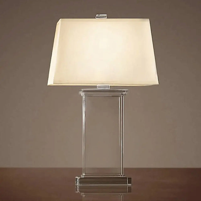 Contemporary Clear Crystal Task Light - Rectangular 18/22 Wide Desk Lamp With White Bulb