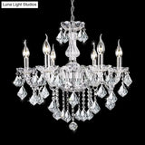 Contemporary Clear Glass Candelabra Chandelier 6 Lights With Crystal Accent Ideal For Living Room