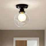 Contemporary Clear Glass Flush Mount Ceiling Light For Bedroom / C