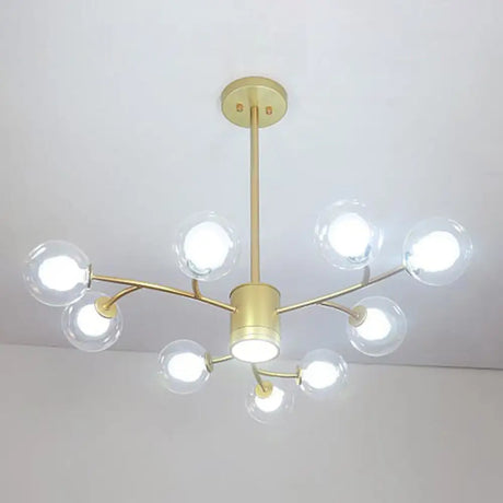 Contemporary Clear Glass Globe Chandelier For Living Room Ceiling 9 / Gold