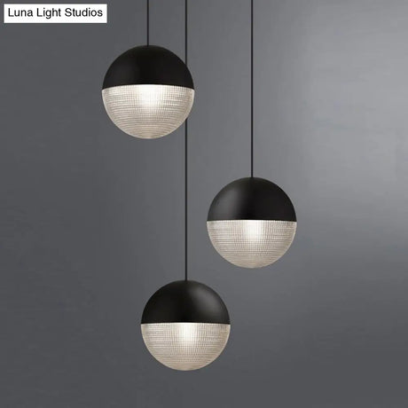 Contemporary Clear Prismatic Glass Ball Hanging Lamp - 1-Bulb Pendant Ceiling Light Black/Gold