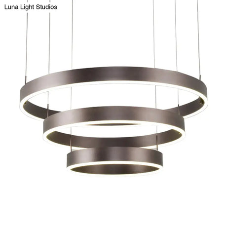 Contemporary Coffee Ring Chandelier Pendant Light With Acrylic Shade - Adjustable 1/2/3-Light