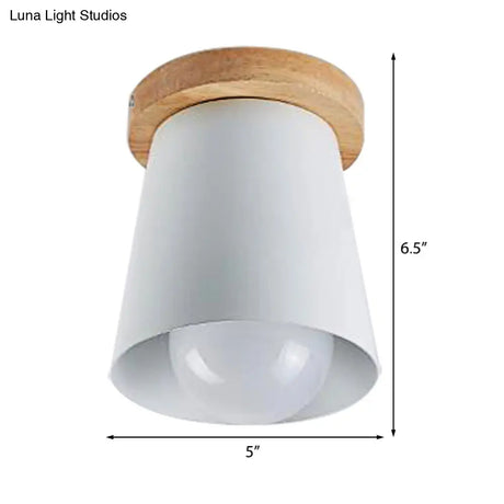 Contemporary Conical Ceiling Light Gray/White/Green - Metal Flush Mount For Bedroom