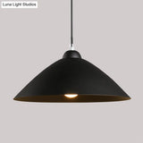 Contemporary Conical Metal Pendant Lamp - 1 Light Black/White Perfect For Dining Room