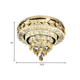 Contemporary Crystal 2-Tier Led Ceiling Flush Mount Lamp - 19.5/23.5 Width Chrome With Drop