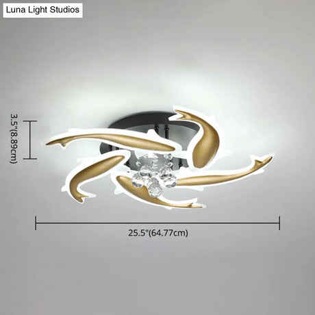 Contemporary Crystal Ceiling Light Fixture Spiral Flush Design For Bedrooms