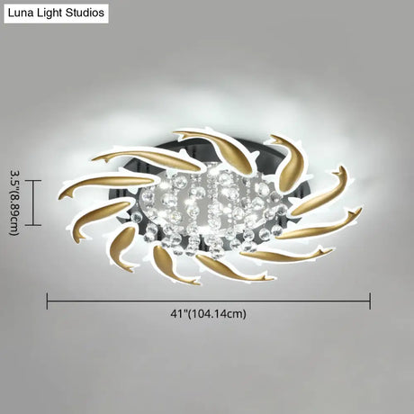 Contemporary Crystal Ceiling Light Fixture Spiral Flush Design For Bedrooms