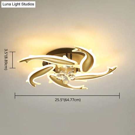 Contemporary Crystal Ceiling Light Fixture Spiral Flush Design For Bedrooms