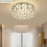 Contemporary Crystal Led Flush Mount Lamp - Chrome Finish For Living Room