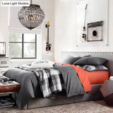 Contemporary Crystal Pendant Chandelier With Disco Ball Design - 2-Light Black Bedroom Lighting