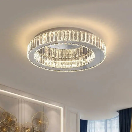 Contemporary Crystal Round Flush Mount Ceiling Light Chrome / 16