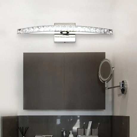 Contemporary Crystal Silver Wall Sconce Light - Bow Shaped Vanity Lighting For Bathroom Warm/White