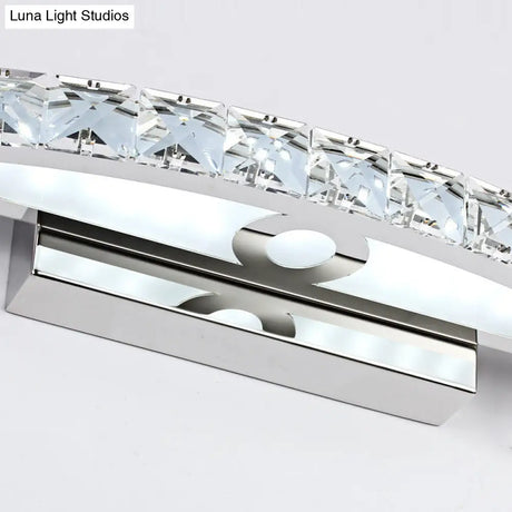 Contemporary Crystal Silver Wall Sconce Light - Bow Shaped Vanity Lighting For Bathroom Warm/White